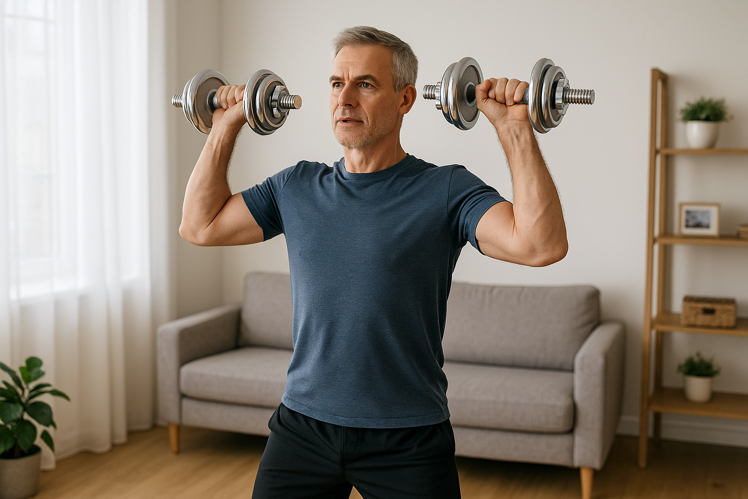 Trainingsplan für Männer ab 50 ohne Fitnessstudio mit Hanteln